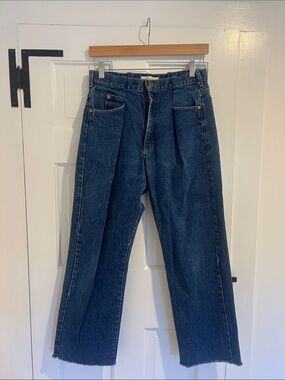 Proche Upcycled Front Pleat Denim Jeans, Medium Wash, Size 3